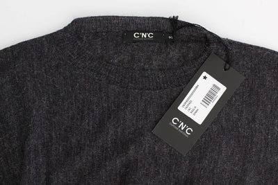 Gray knitted batwing sweater