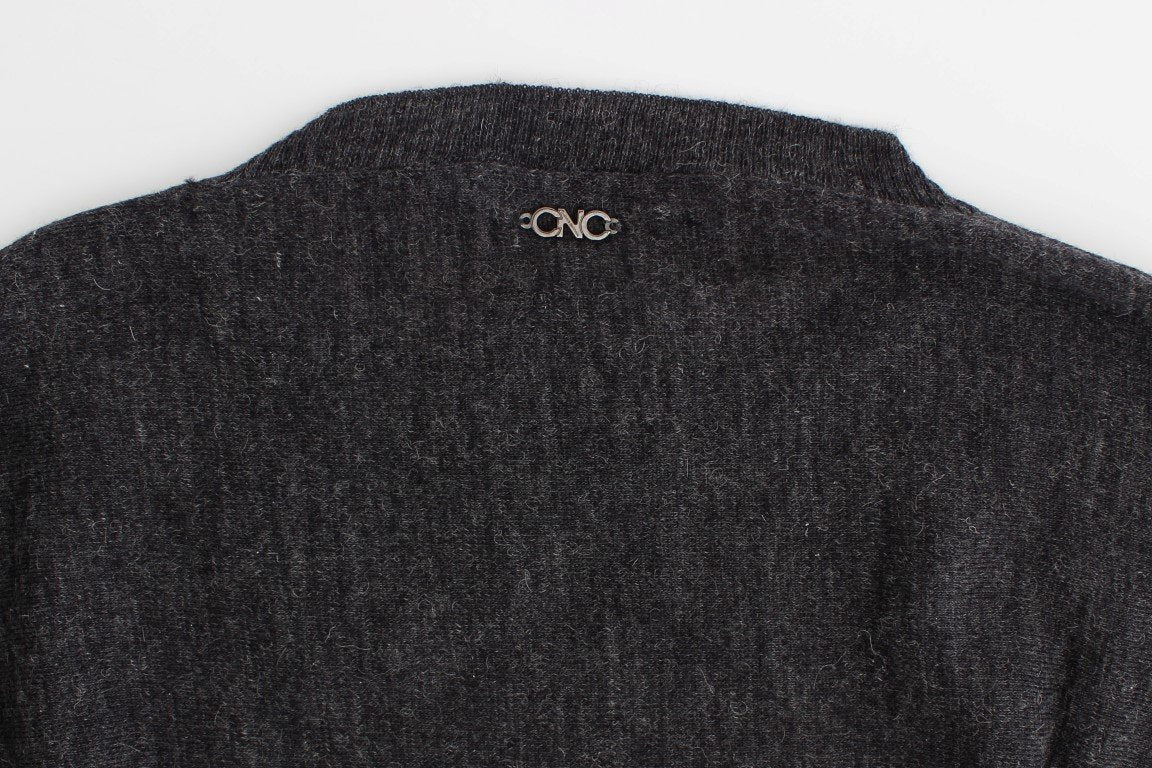 Gray knitted batwing sweater