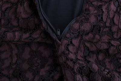 Bordeaux Floral Lace Ricamo Sheath Dress