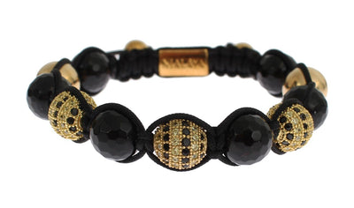 CZ Black Agate Gold 925 Silver Bracelet