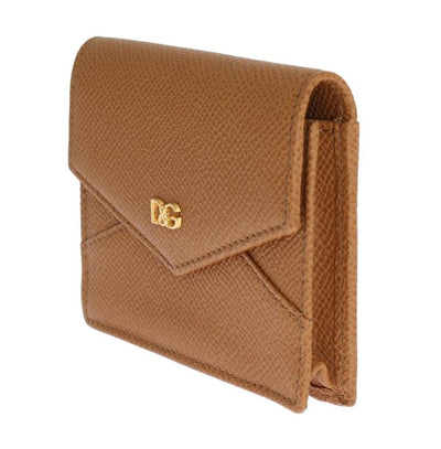 Beige Dauphine Leather Bifold Card Holder Wallet