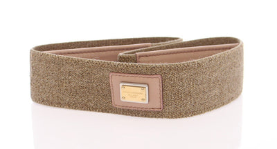 Beige Cotton Linnen Logo Belt