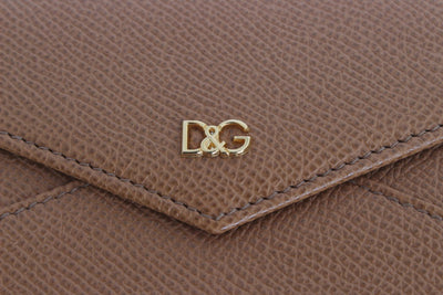 Beige Dauphine Leather Bifold Card Holder Wallet