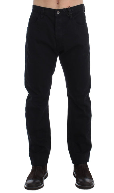 Black Straight Cotton Stretch Denim Jeans