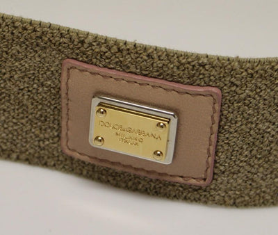 Beige Cotton Linnen Logo Belt