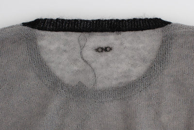 Gray embellished asymmetric sweater