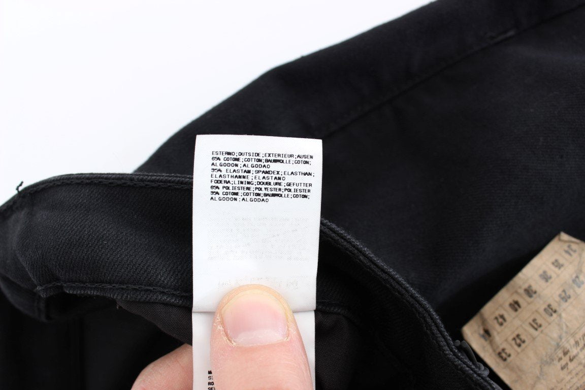 Black Straight Cotton Stretch Denim Jeans