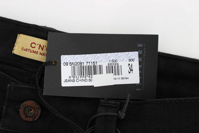 Black Straight Cotton Stretch Denim Jeans