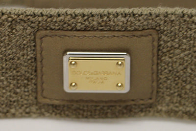 Beige Cotton Linen Logo Belt