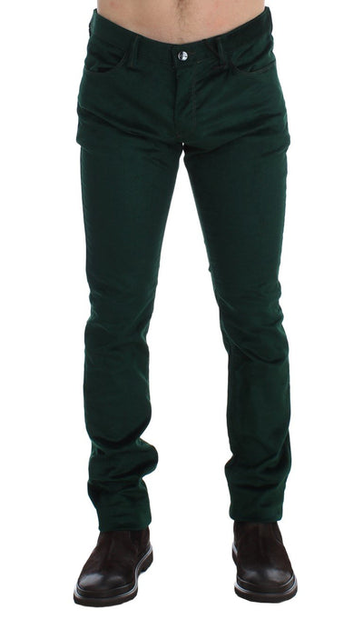 Green Corduroy Slim Fit Pants Jeans