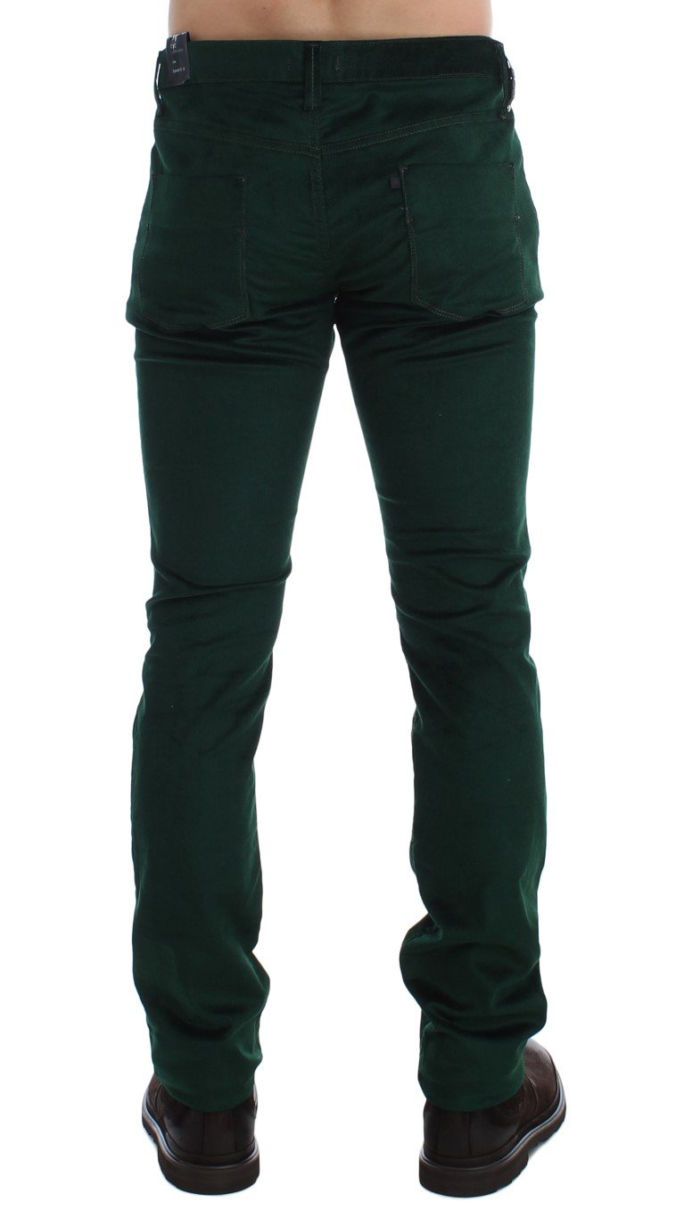 Green Corduroy Slim Fit Pants Jeans