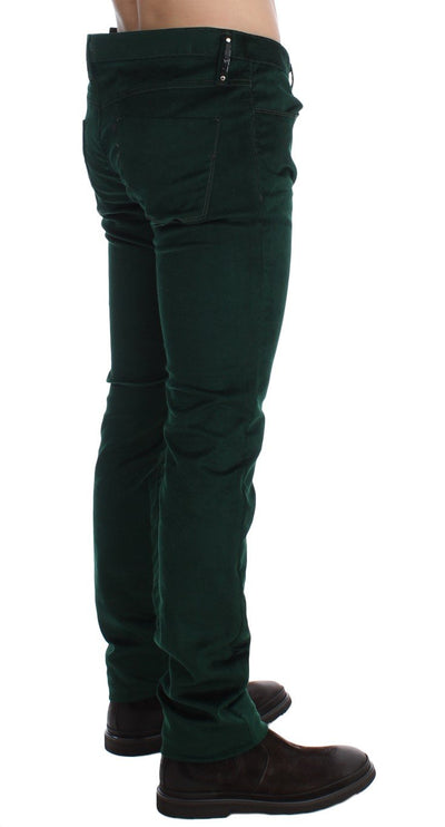 Green Corduroy Slim Fit Pants Jeans