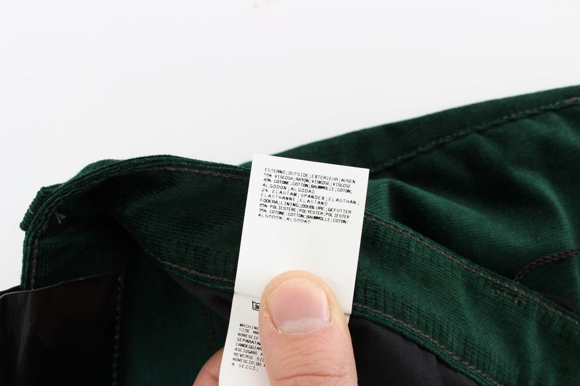 Green Corduroy Slim Fit Pants Jeans