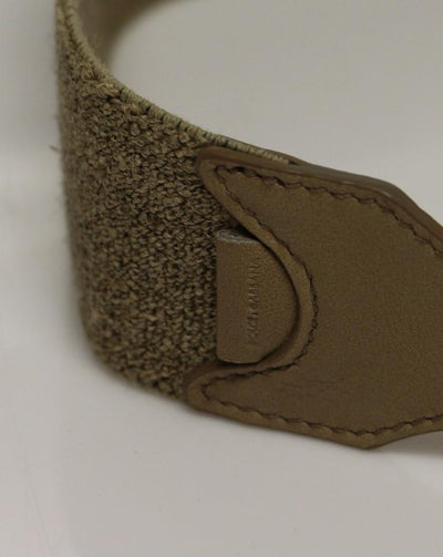 Beige Cotton Linen Logo Belt