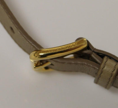Beige Cotton Linen Logo Belt