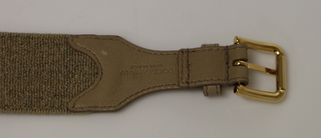 Beige Cotton Linen Logo Belt