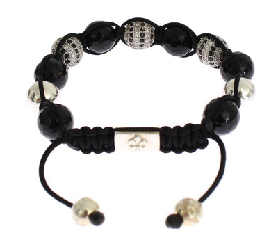 Clear CZ Black Agate 925 Silver Bracelet