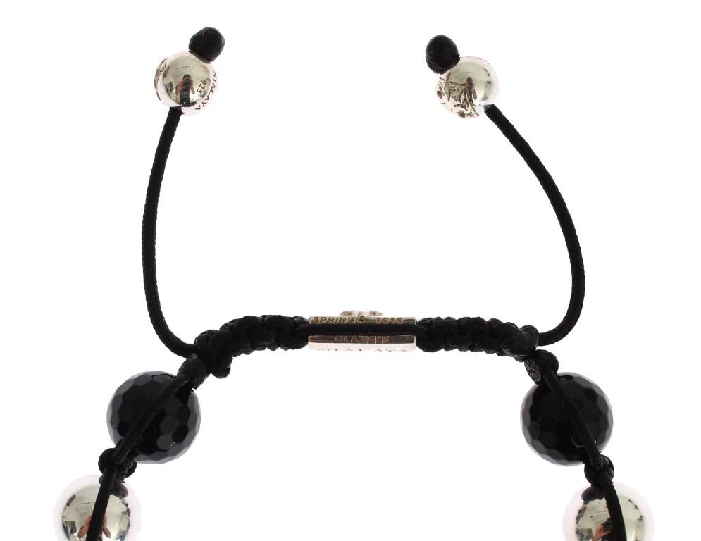 Clear CZ Black Agate 925 Silver Bracelet