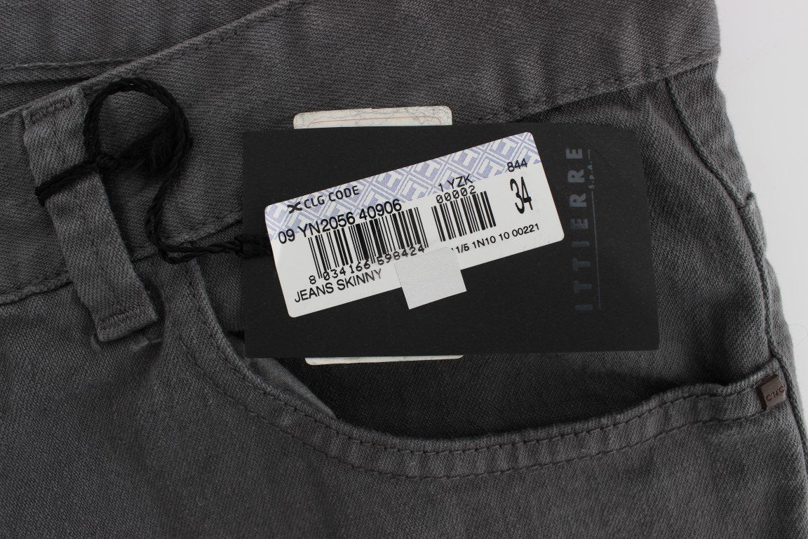 Gray Slim Fit Cotton Stretch Denim Jeans