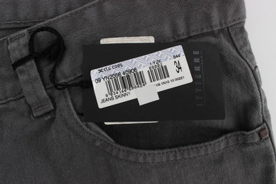 Gray Slim Fit Cotton Stretch Denim Jeans