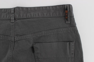 Gray Slim Fit Cotton Stretch Denim Jeans