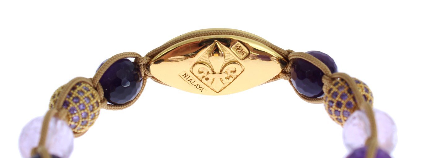 Clear CZ Amethyst Gold 925 Silver Bracelet