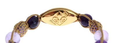 Clear CZ Amethyst Gold 925 Silver Bracelet