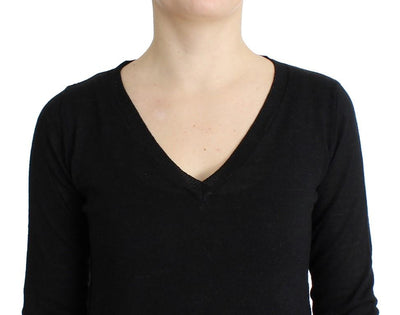 Black V-neck lightweight sweater