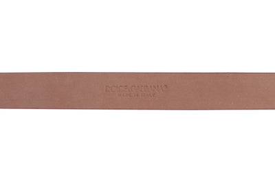Brown Snakeskin Gold Buckle Logo Waist Belt