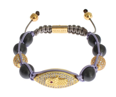 CZ Matte Onyx Gold 925 Silver Bracelet