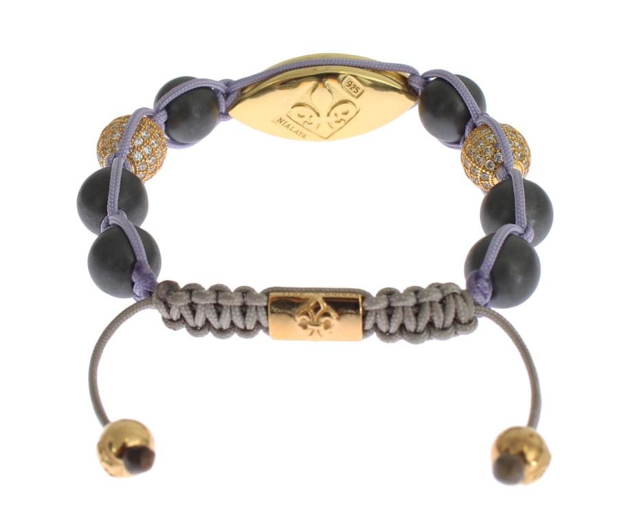CZ Matte Onyx Gold 925 Silver Bracelet