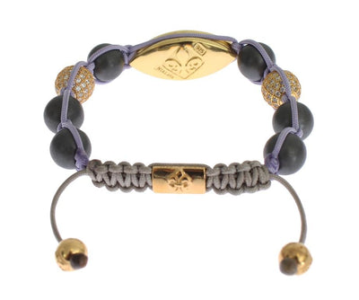 CZ Matte Onyx Gold 925 Silver Bracelet