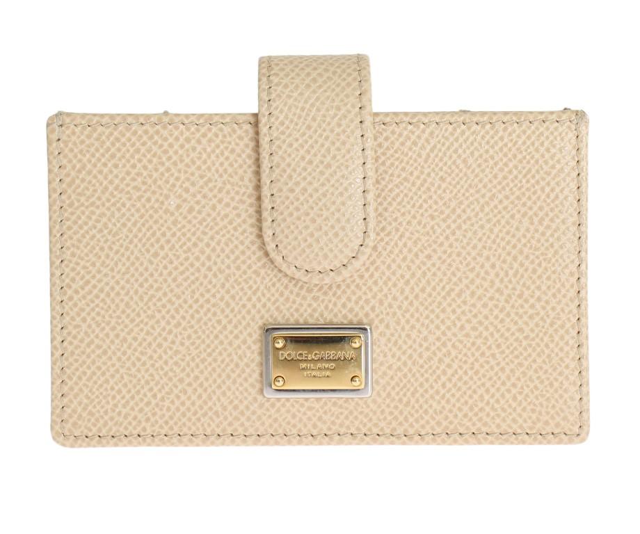 Beige Leather Dauphine Card Holder Wallet