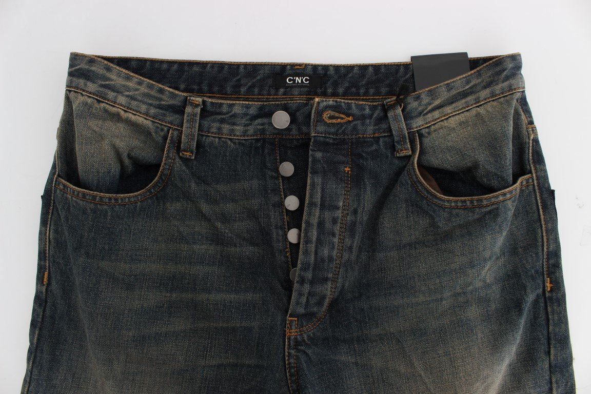 Blue Wash Chinos 50s Fit Cotton Jeans
