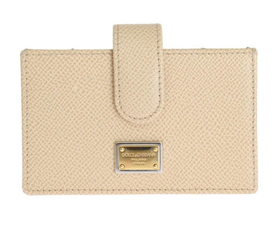 Beige Leather Dauphine Card Holder Wallet