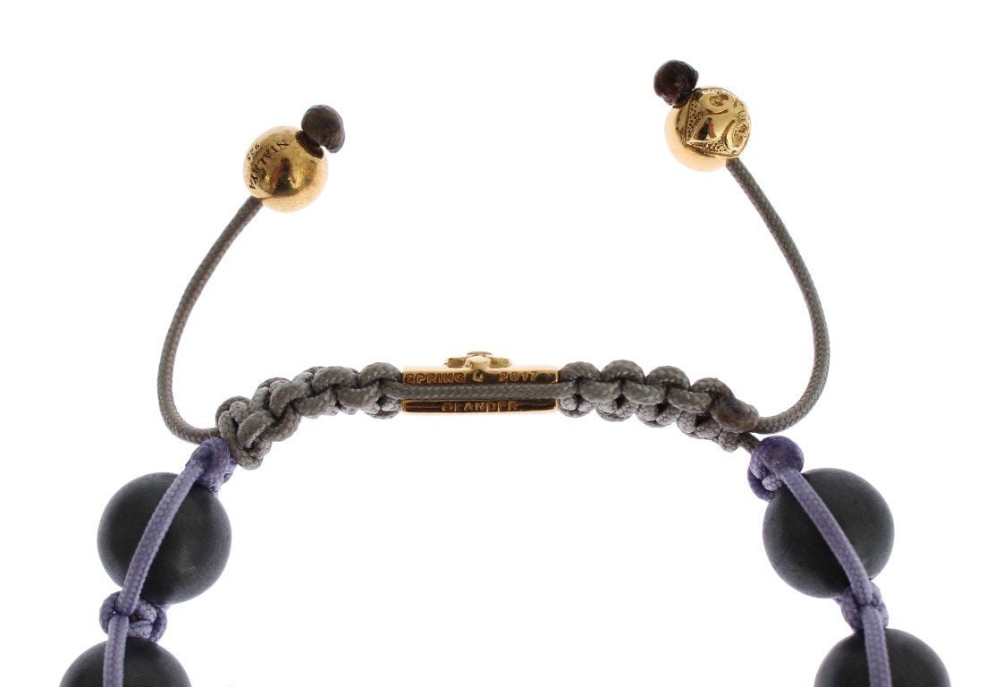 CZ Matte Onyx Gold 925 Silver Bracelet