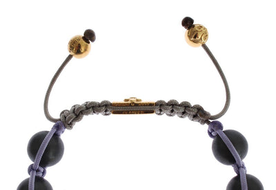 CZ Matte Onyx Gold 925 Silver Bracelet