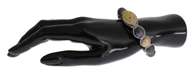 CZ Matte Onyx Gold 925 Silver Bracelet