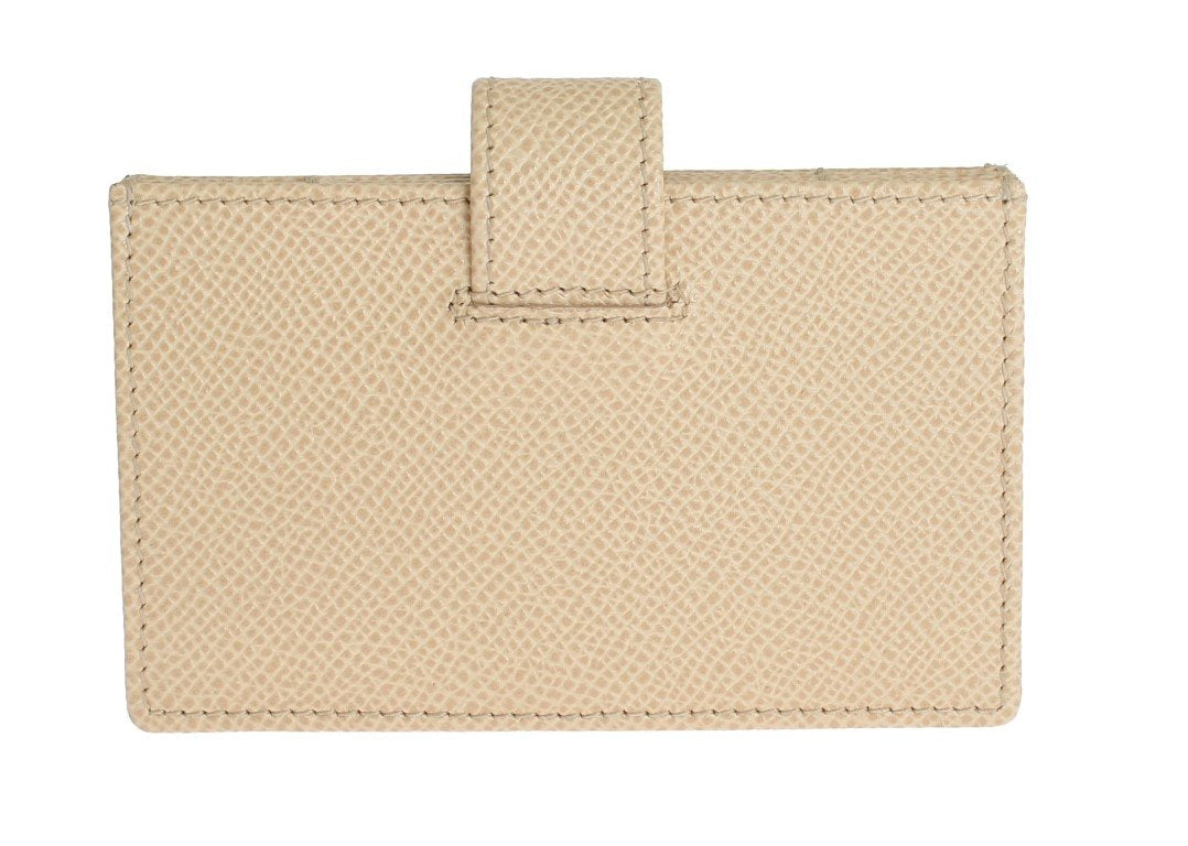 Beige Leather Dauphine Card Holder Wallet
