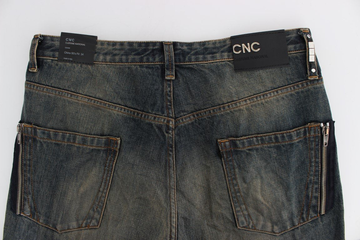 Blue Wash Chinos 50s Fit Cotton Jeans