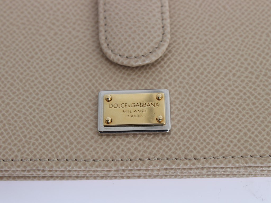 Beige Leather Dauphine Card Holder Wallet