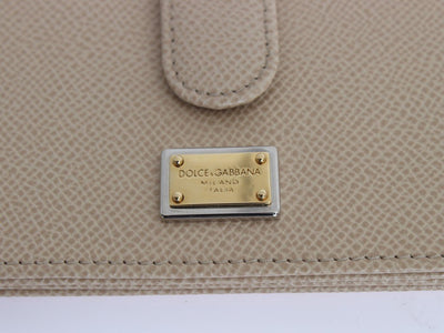Beige Leather Dauphine Card Holder Wallet