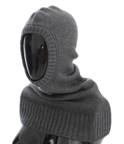 Gray Cashmere Knitted Hood Scarf Hat