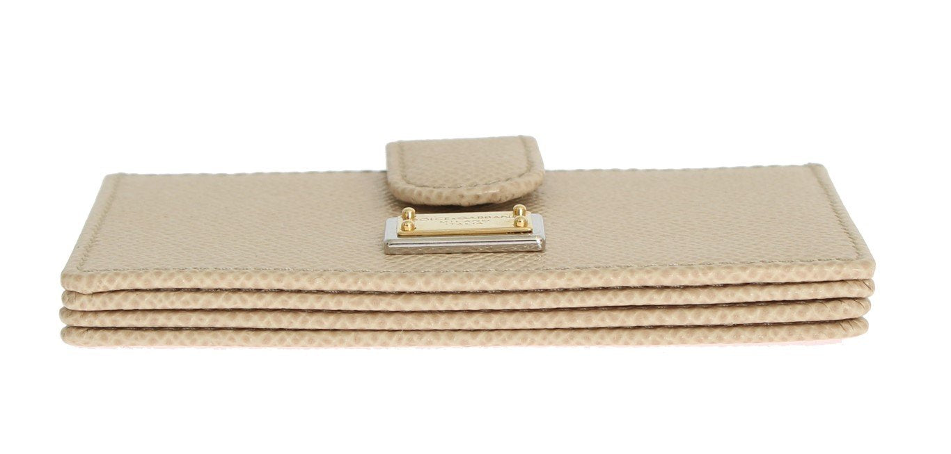 Beige Leather Dauphine Card Holder Wallet