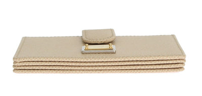 Beige Leather Dauphine Card Holder Wallet