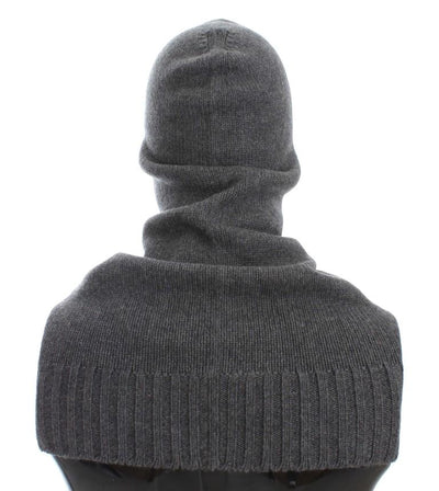 Gray Cashmere Knitted Hood Scarf Hat