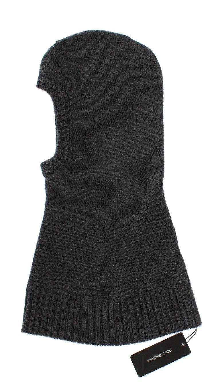 Gray Cashmere Knitted Hood Scarf Hat