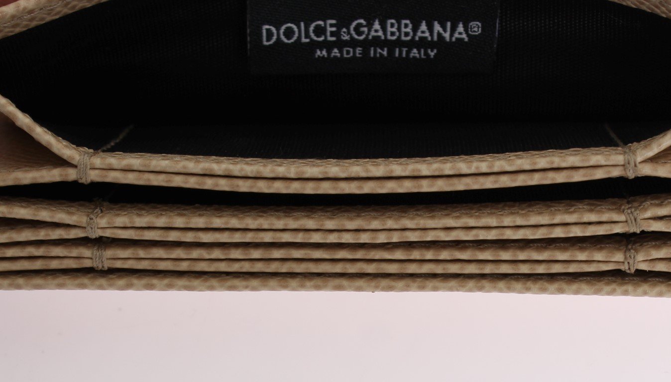 Beige Leather Dauphine Card Holder Wallet
