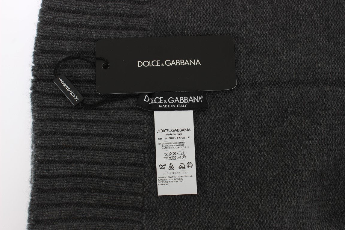 Gray Cashmere Knitted Hood Scarf Hat