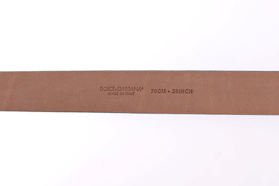 Light Blue Snakeskin Gold Buckle Logo Belt